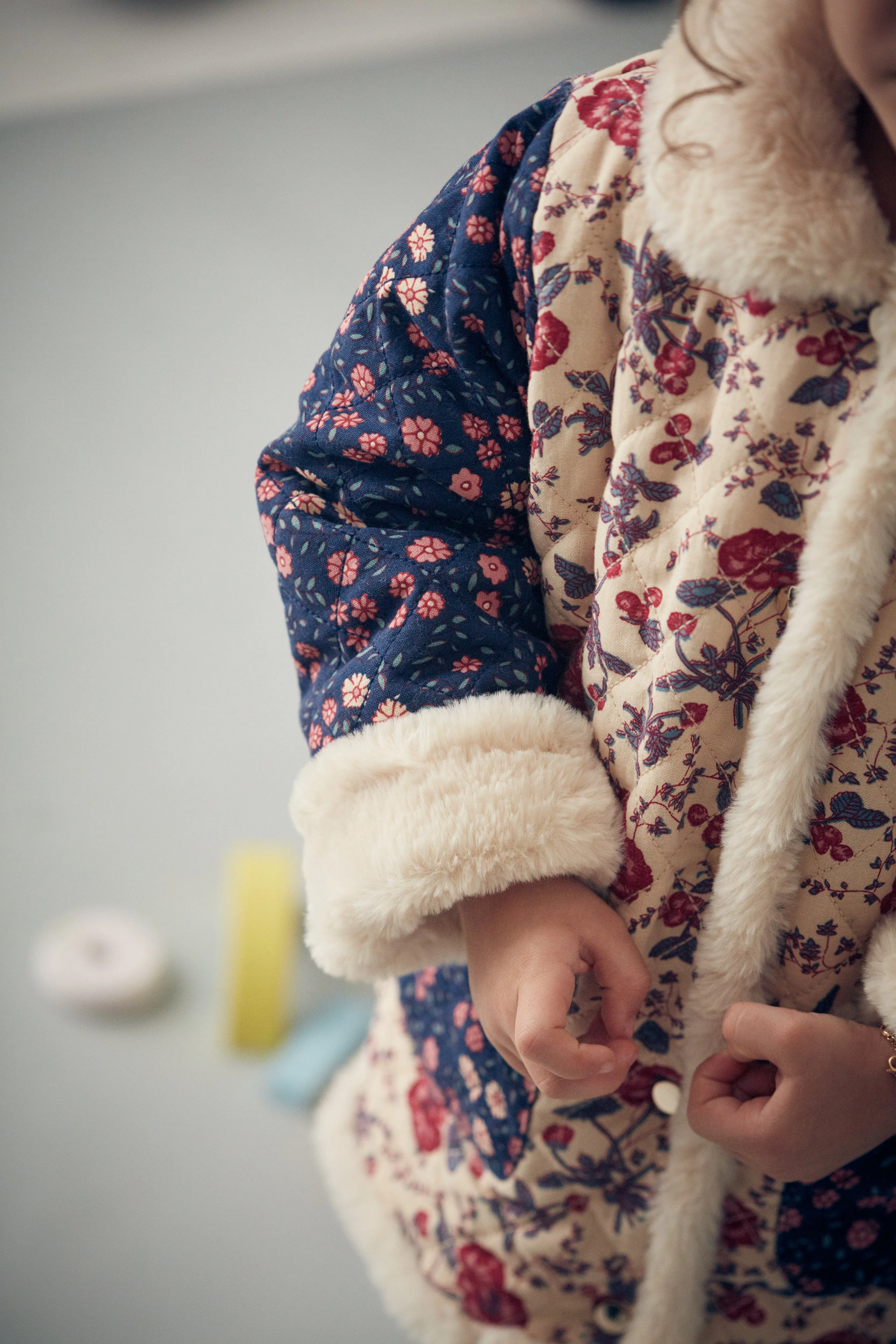 Louise Misha Dalila Coat - Midnight Star Garden - Cream Poppies