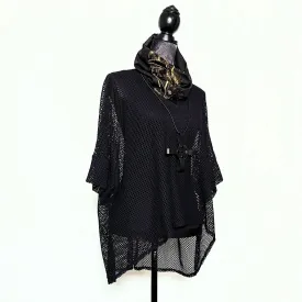 Luxe Collar - Loop Scarf - Black With Bronze Trim
