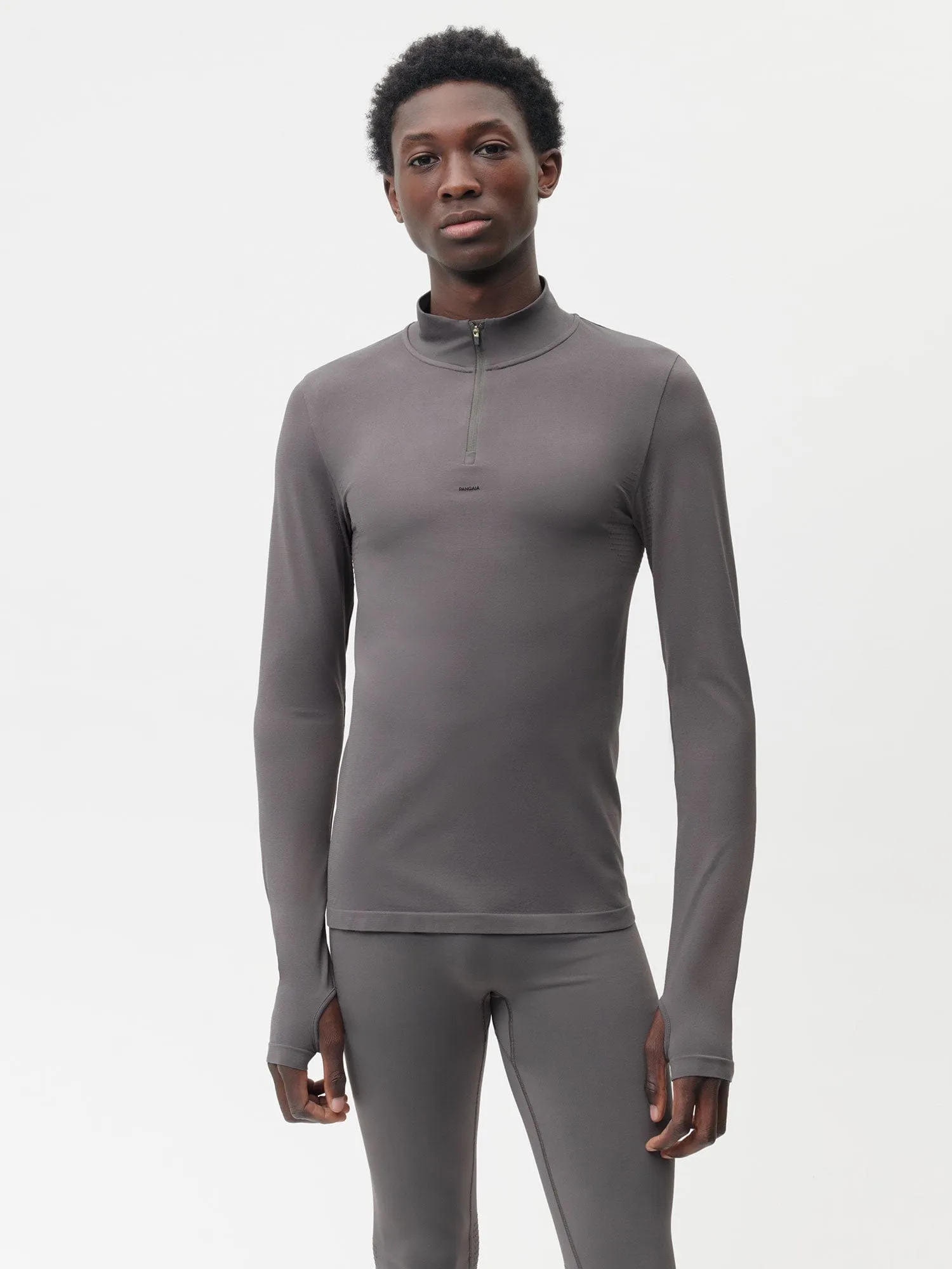 Men's Plant-Stretch Long Sleeve Half-Zip Top—Volcanic Grey