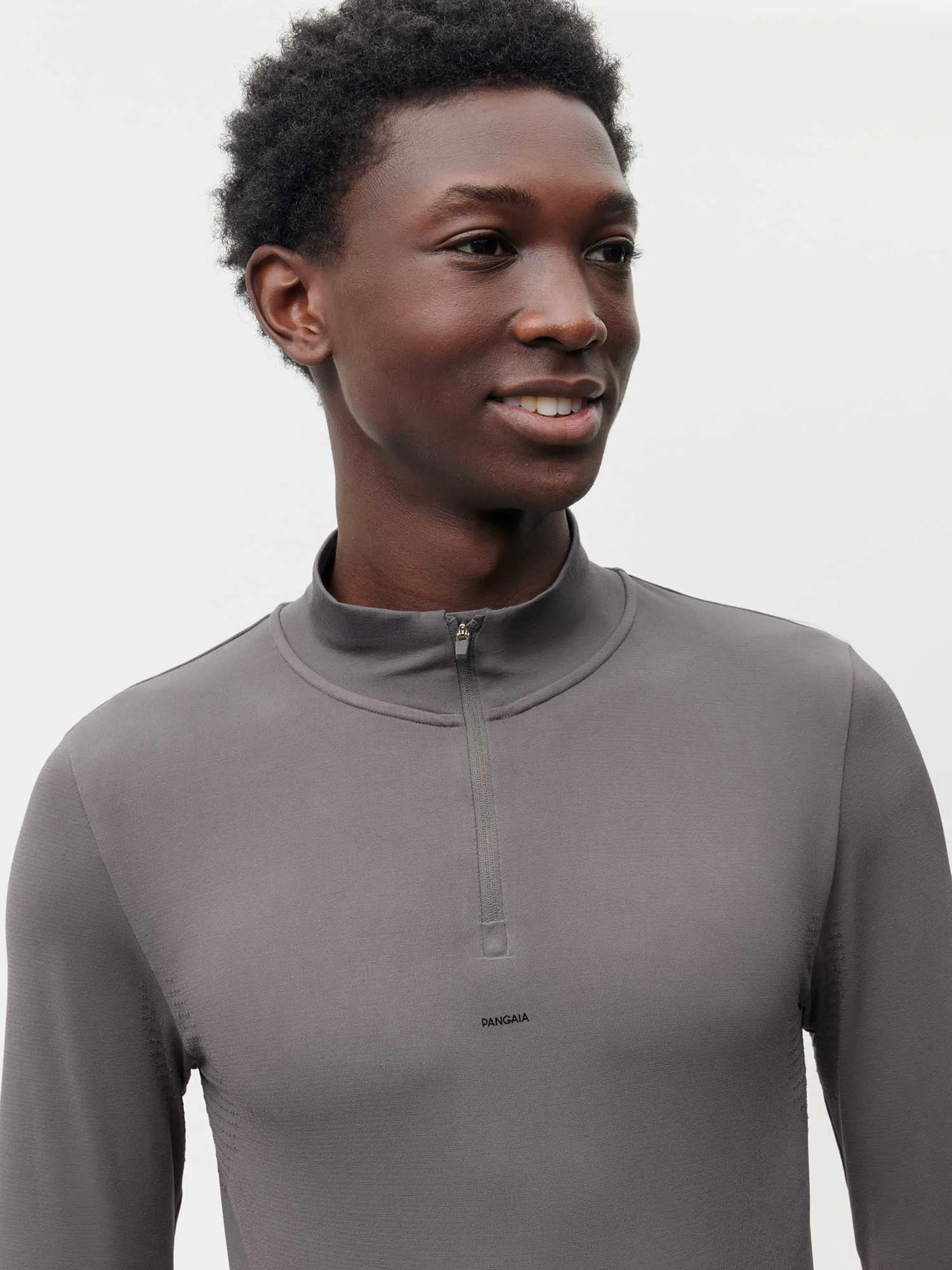 Men's Plant-Stretch Long Sleeve Half-Zip Top—Volcanic Grey