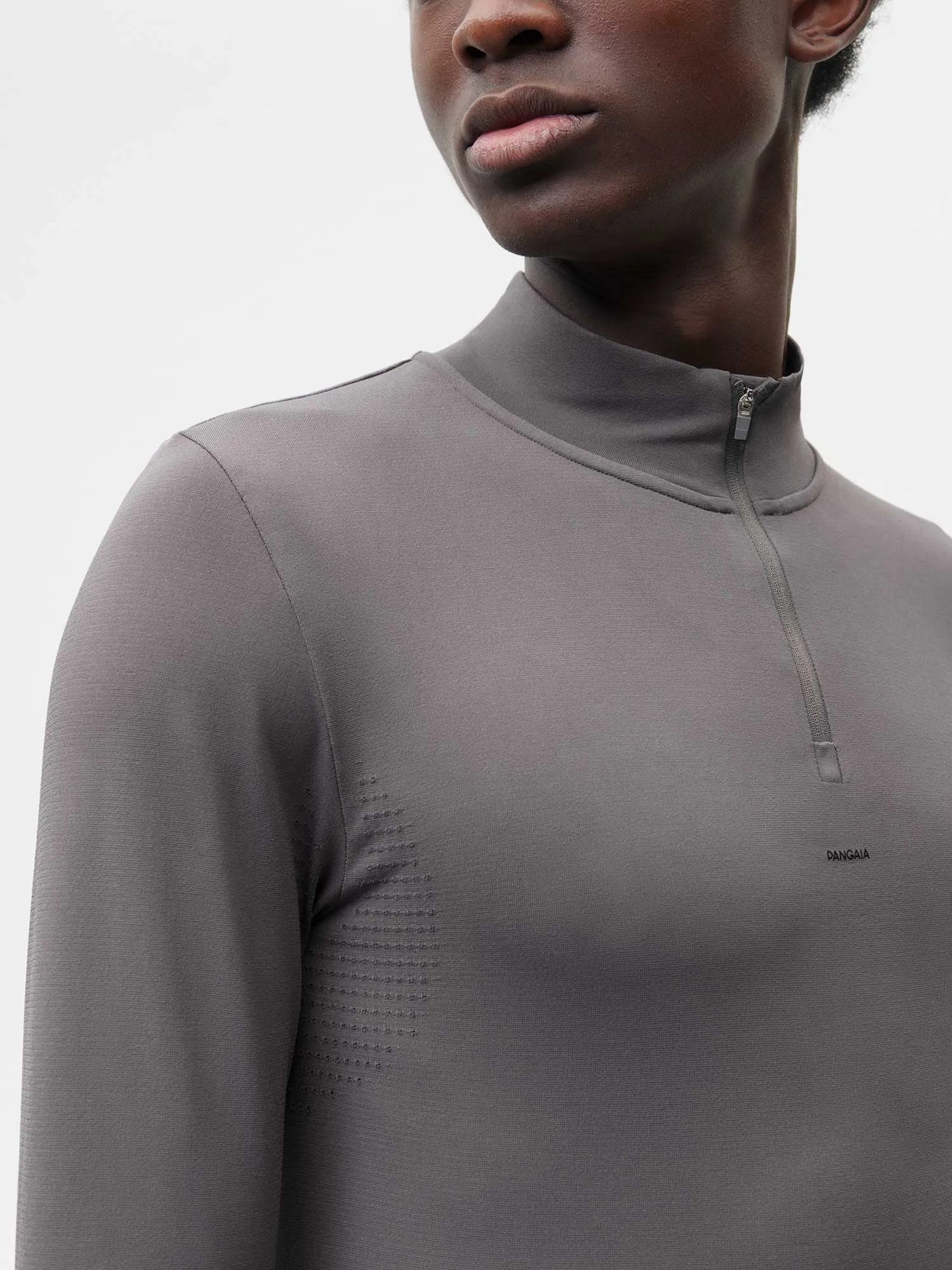 Men's Plant-Stretch Long Sleeve Half-Zip Top—Volcanic Grey