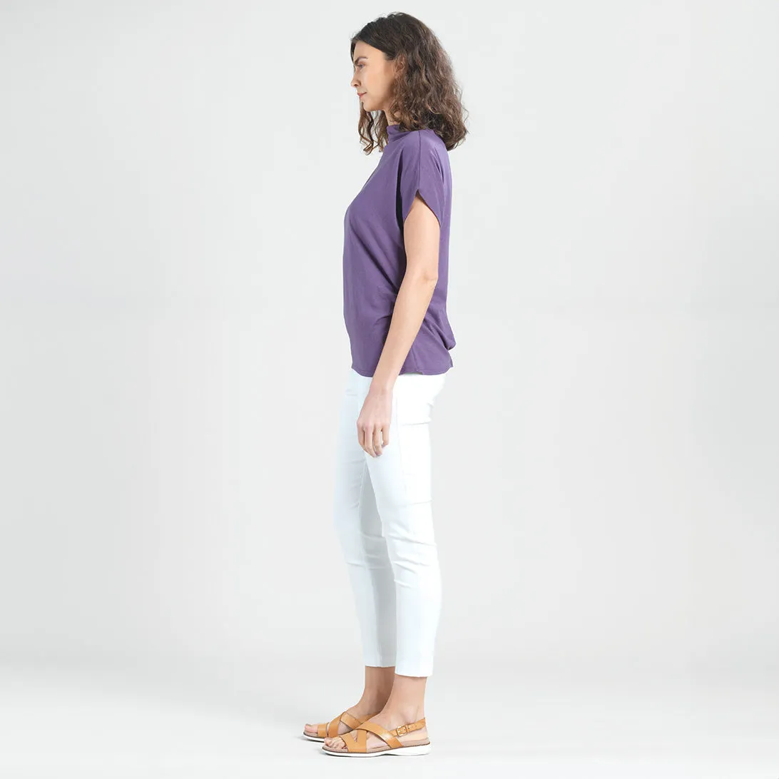 Modal Cotton - Funnel Neck Side Cinched Top - Plum - Final Sale!