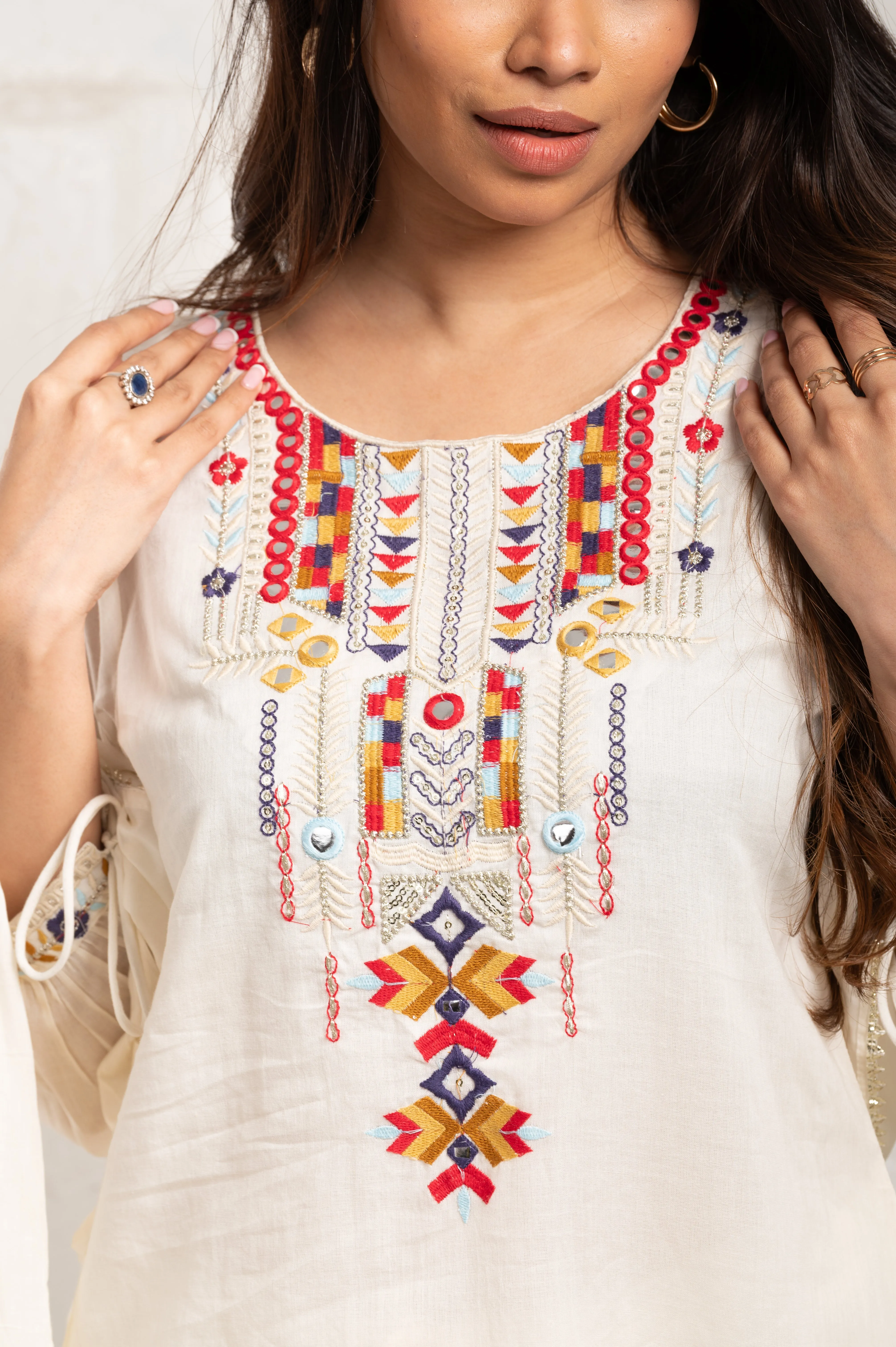 Multicolor Thread Yoke Embroidered