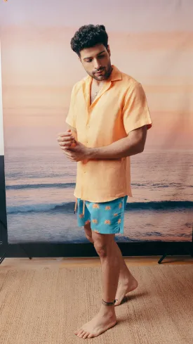 Orange Cuban Collar Shirt