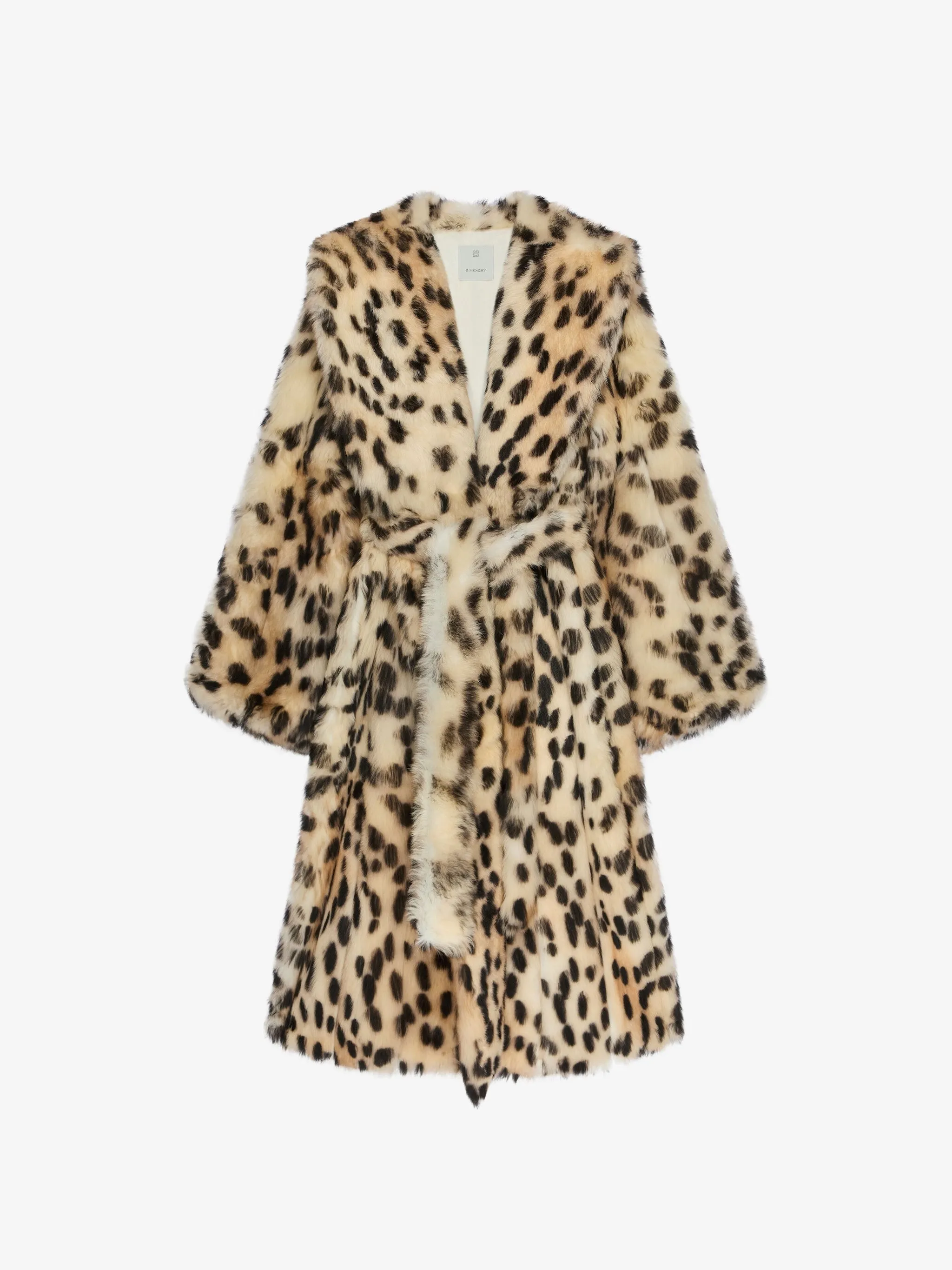 Oversized Coat In Fur With Leopard Print