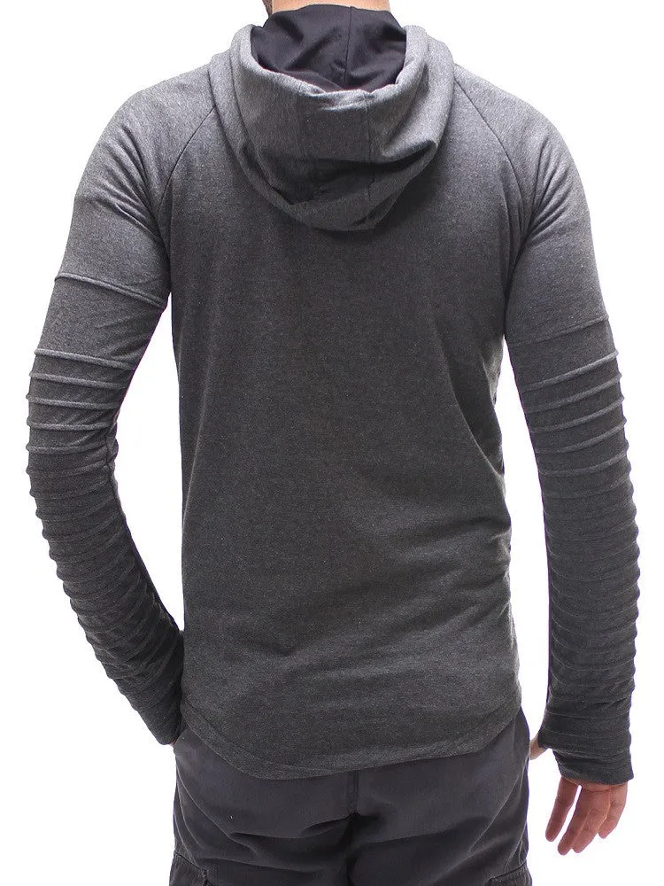 P&V Men Stylish Ridged Hoodie - Gray