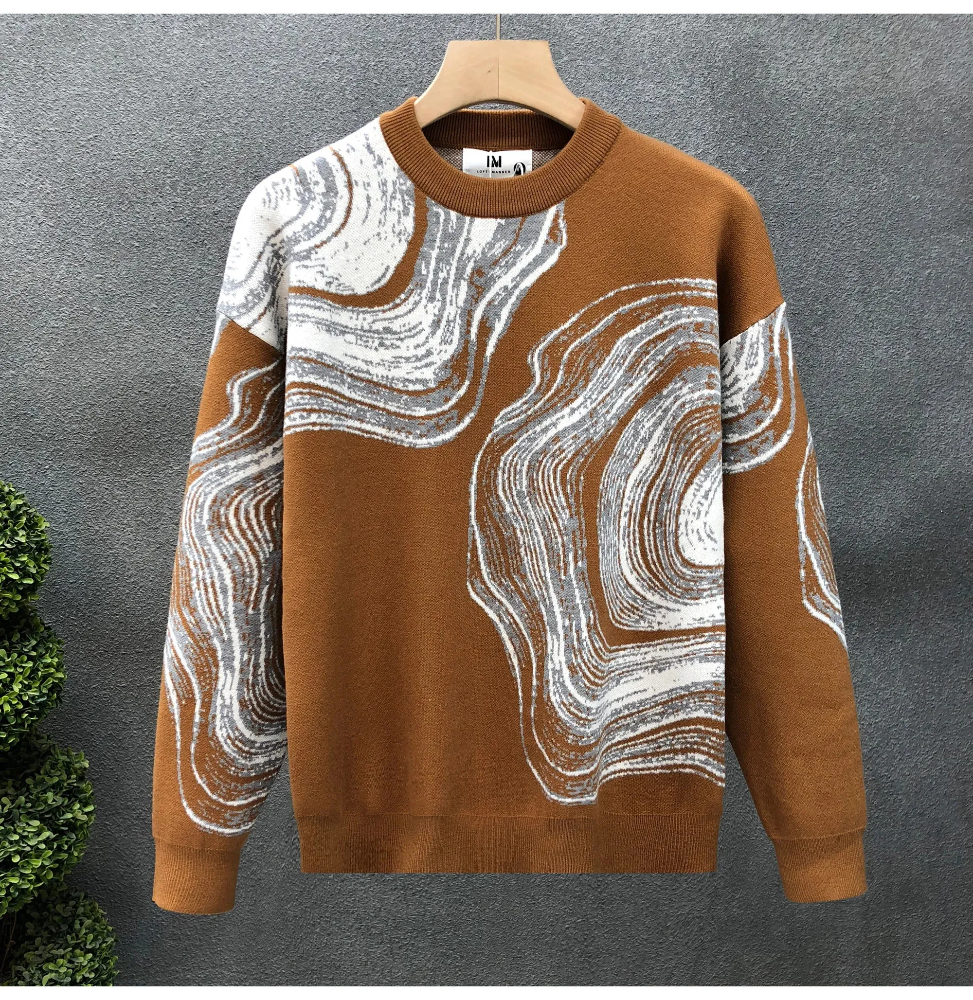 Pattern Abstract Contrast Knitted Sweater