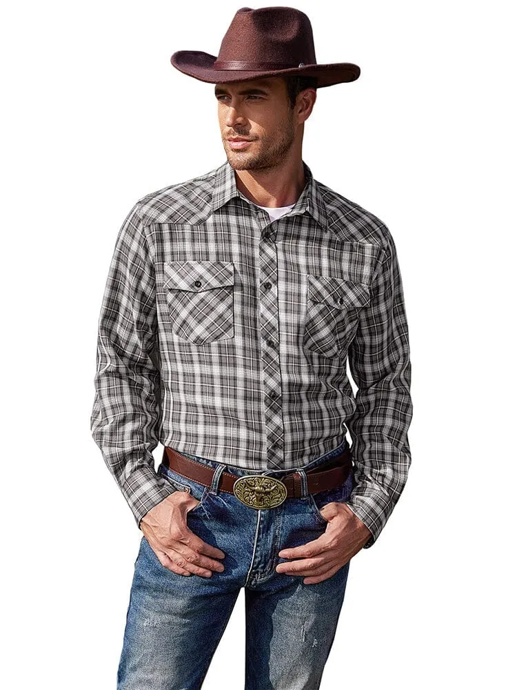 Plaid Long Sleeve Casual Shirt with Pockets (US Only)