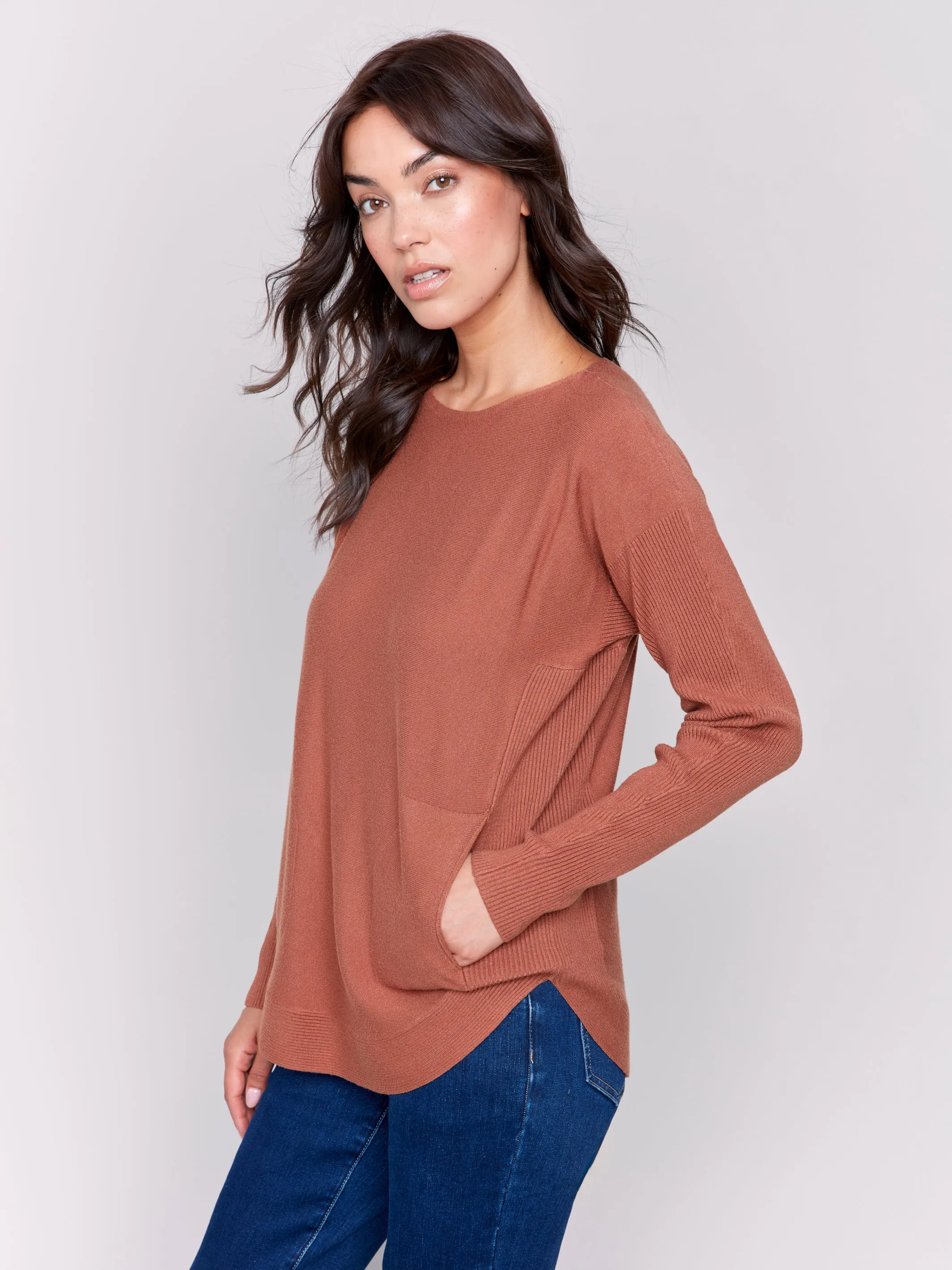 Plushy knit solid sweater