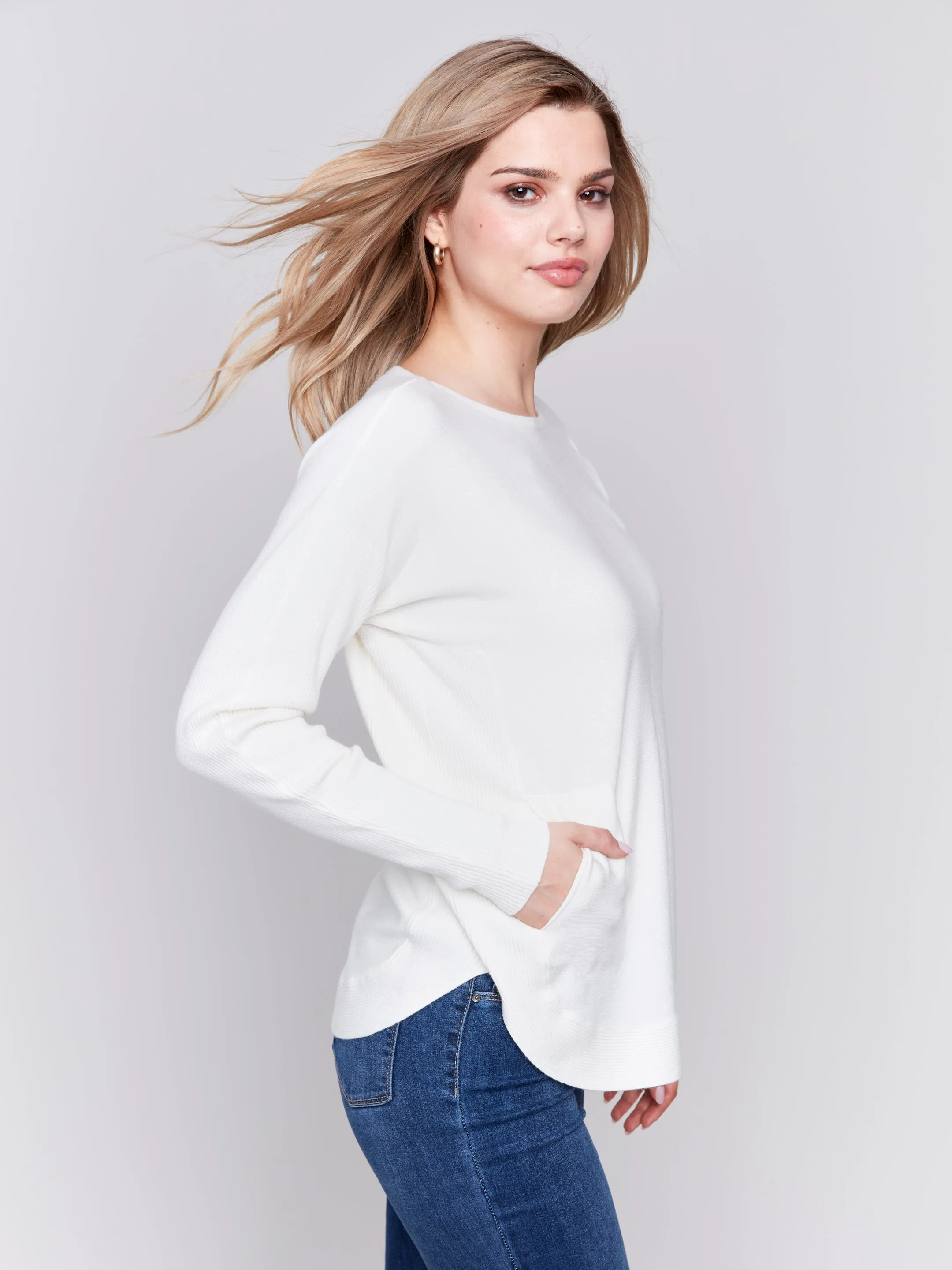 Plushy knit solid sweater