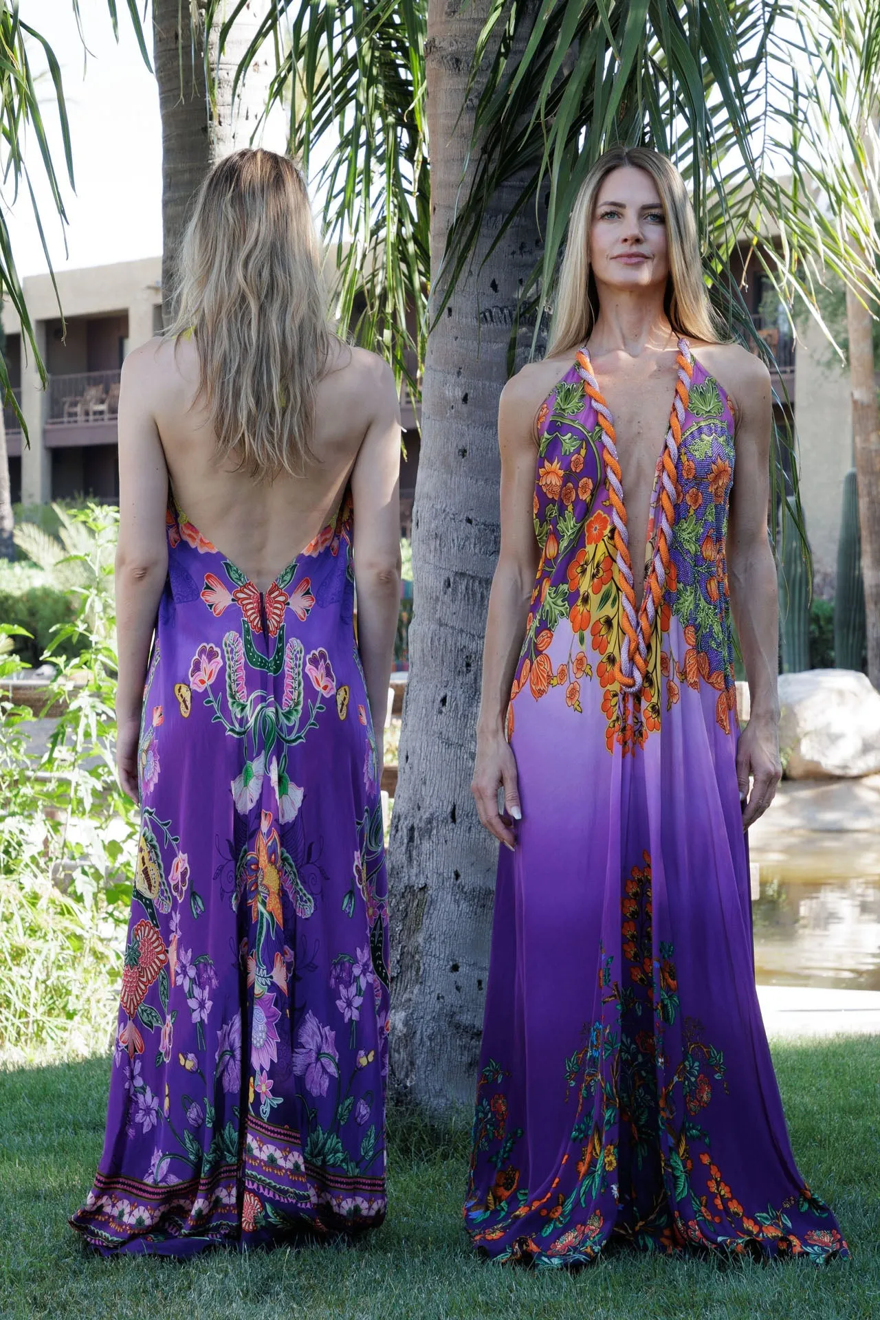Purple Backless Long Dress