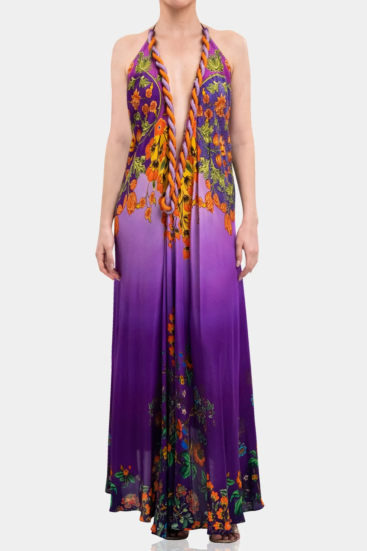 Purple Backless Long Dress