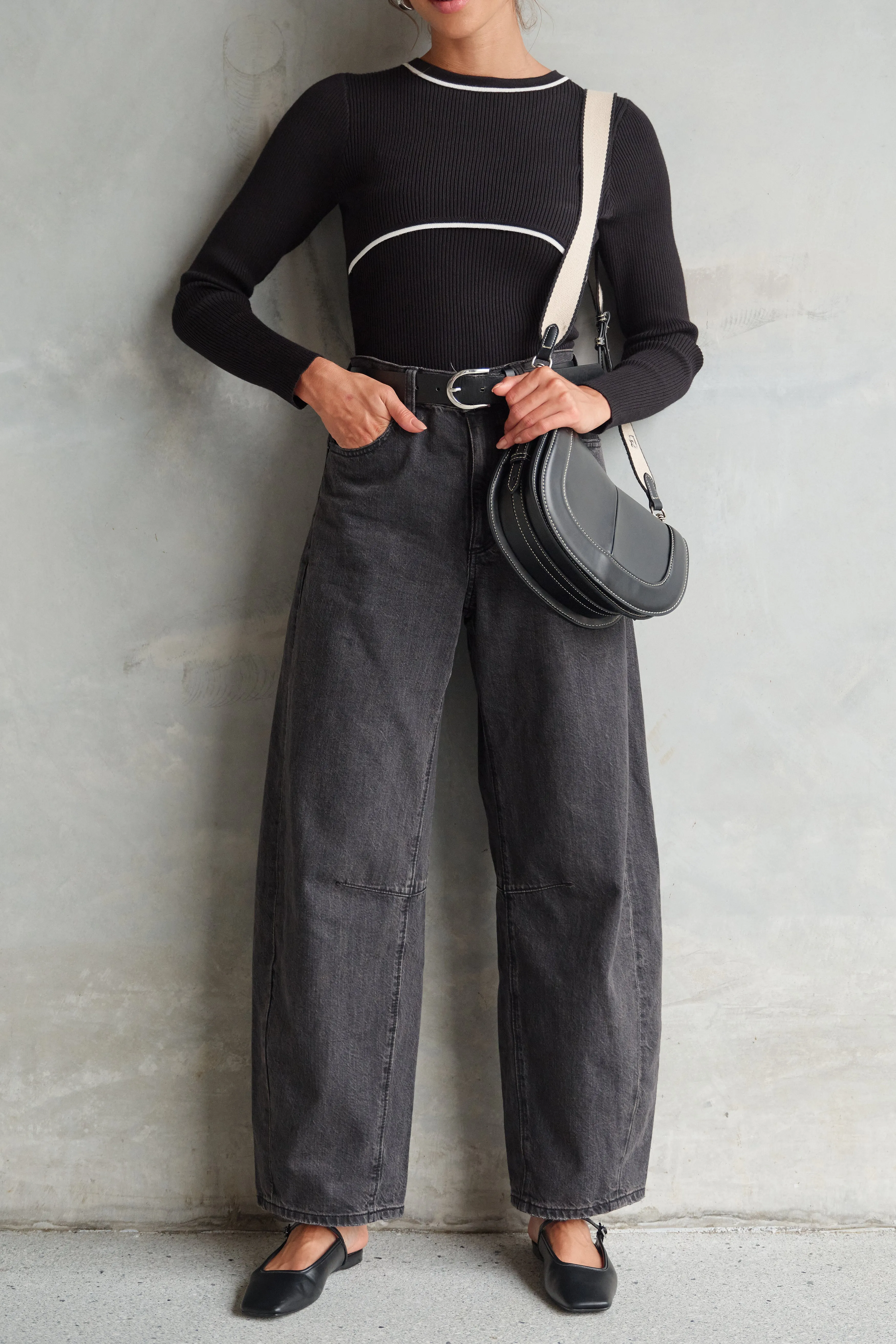 Rowe Long Sleeve Knit Top - Black / White