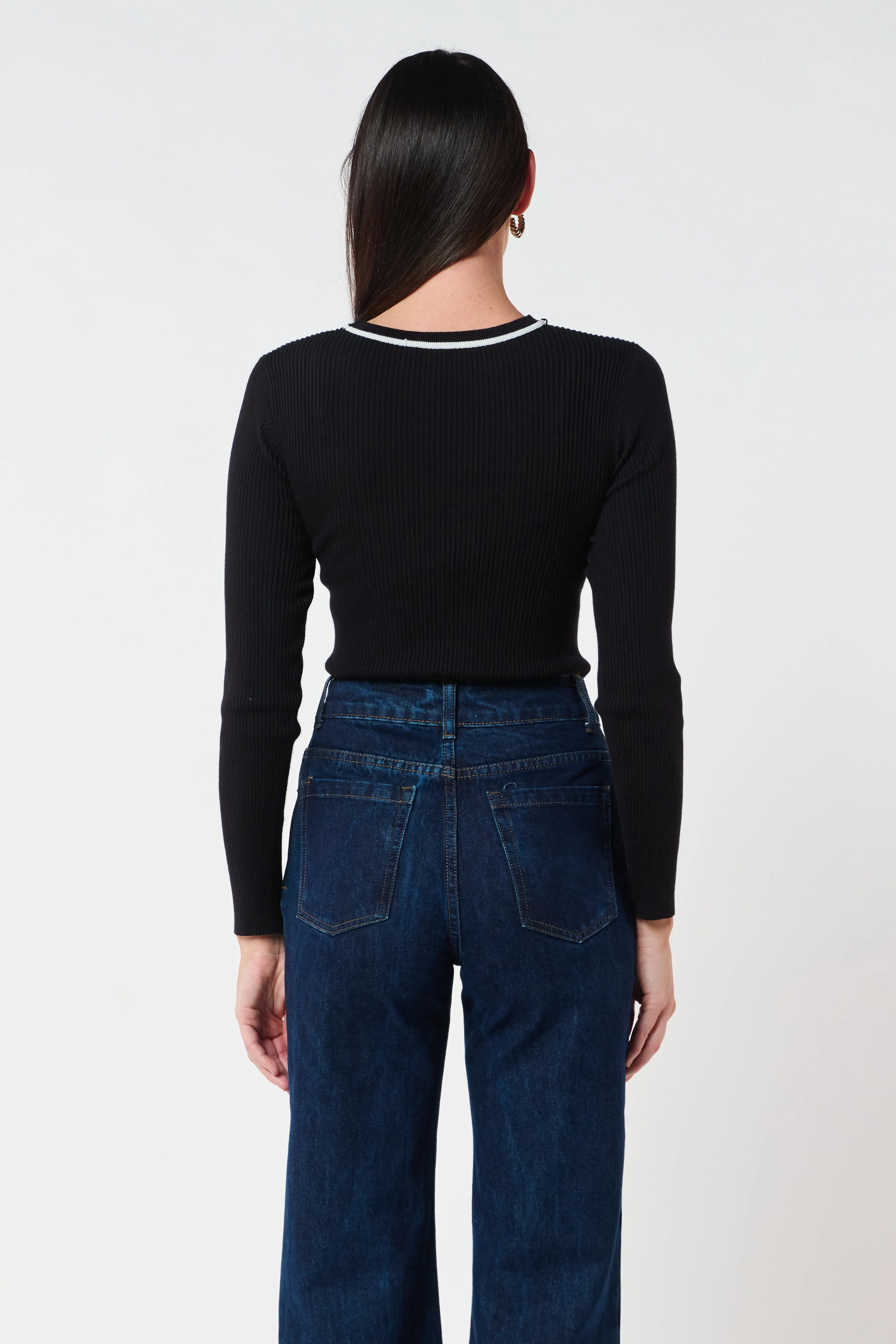 Rowe Long Sleeve Knit Top - Black / White