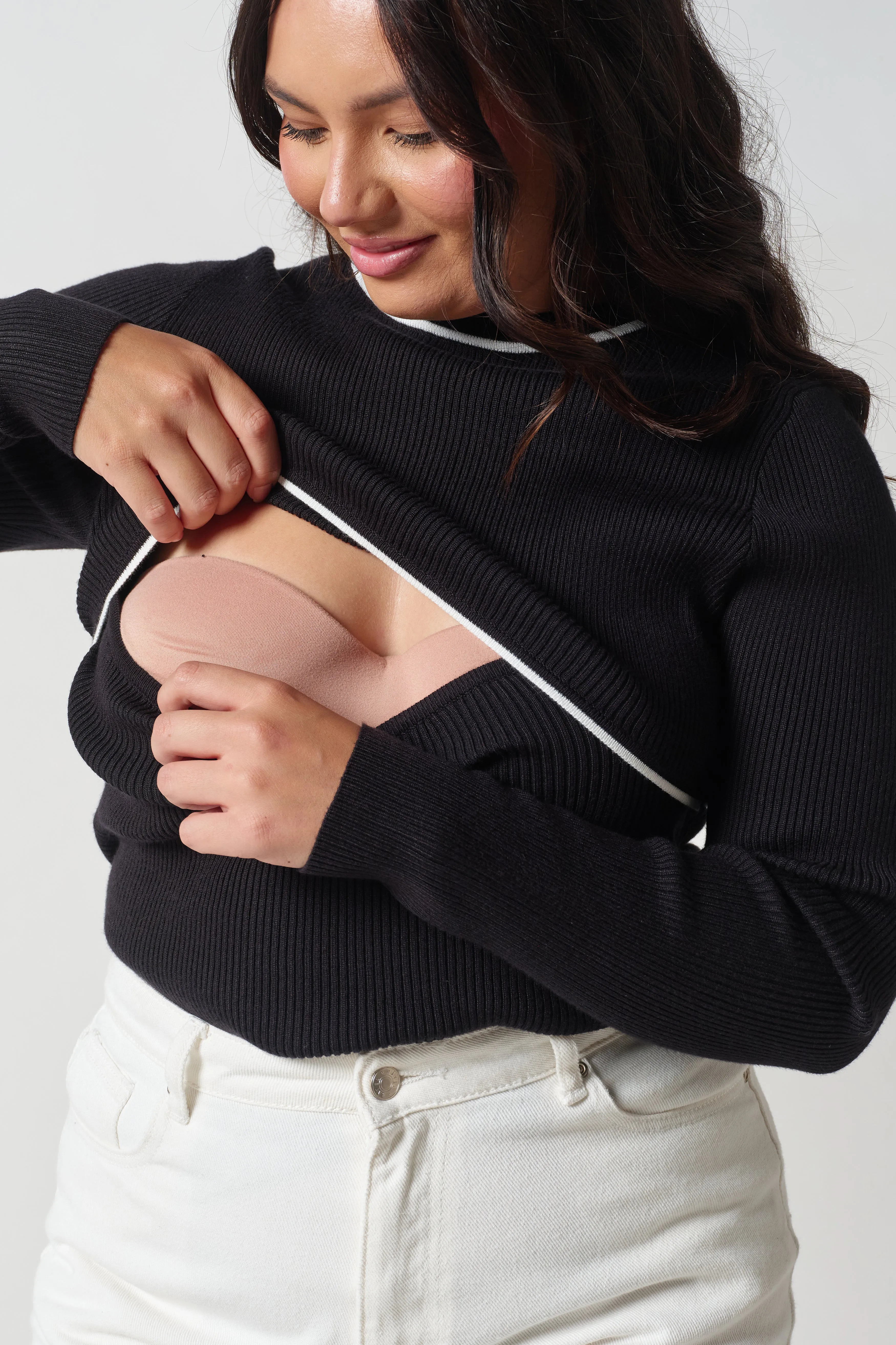 Rowe Long Sleeve Knit Top - Black / White