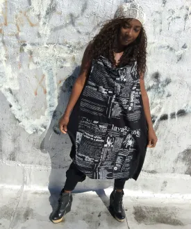Season less Scarf dress . Lavazzon Newsprint  convertible dress. One size . Unisex