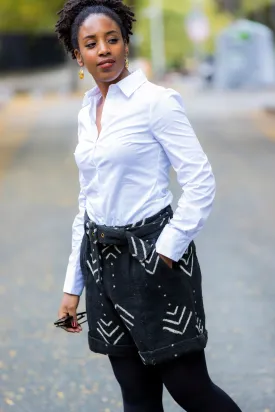 Short Femme de la Collection "Kaarta" High Waist en Bogolan Tissé du Mali : Élégance Traditionnelle