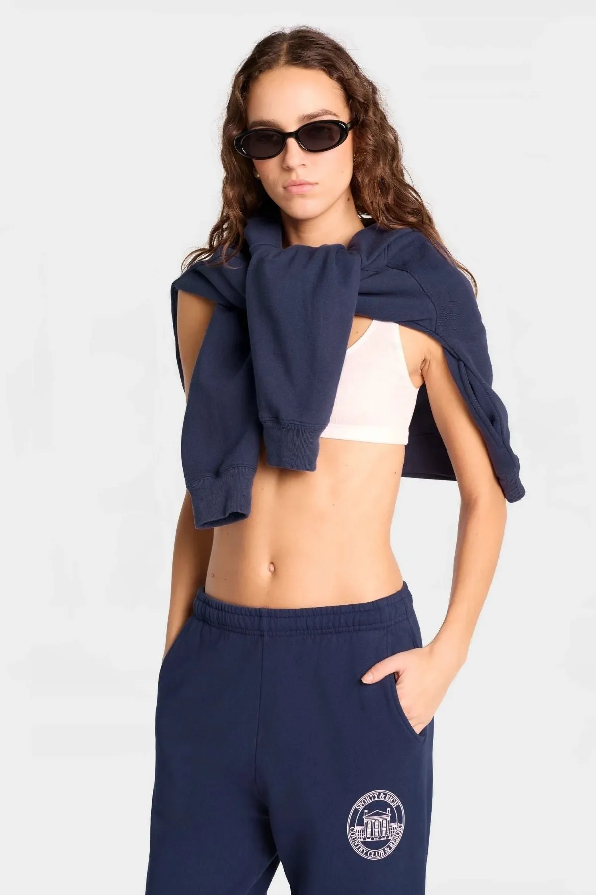 Sporty & Rich Vendome Resort Sweatpant - Navy/ White