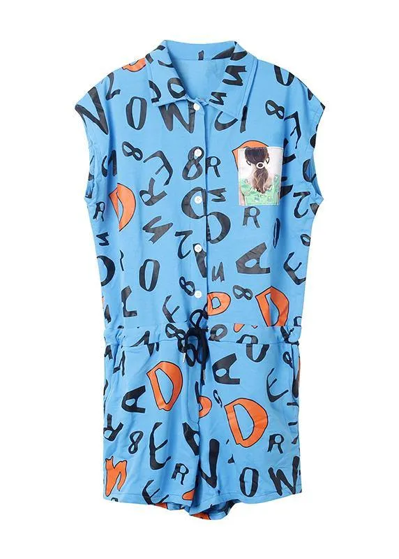 stylish orange prints cotton blended short sleeve jumpsuit hot pants