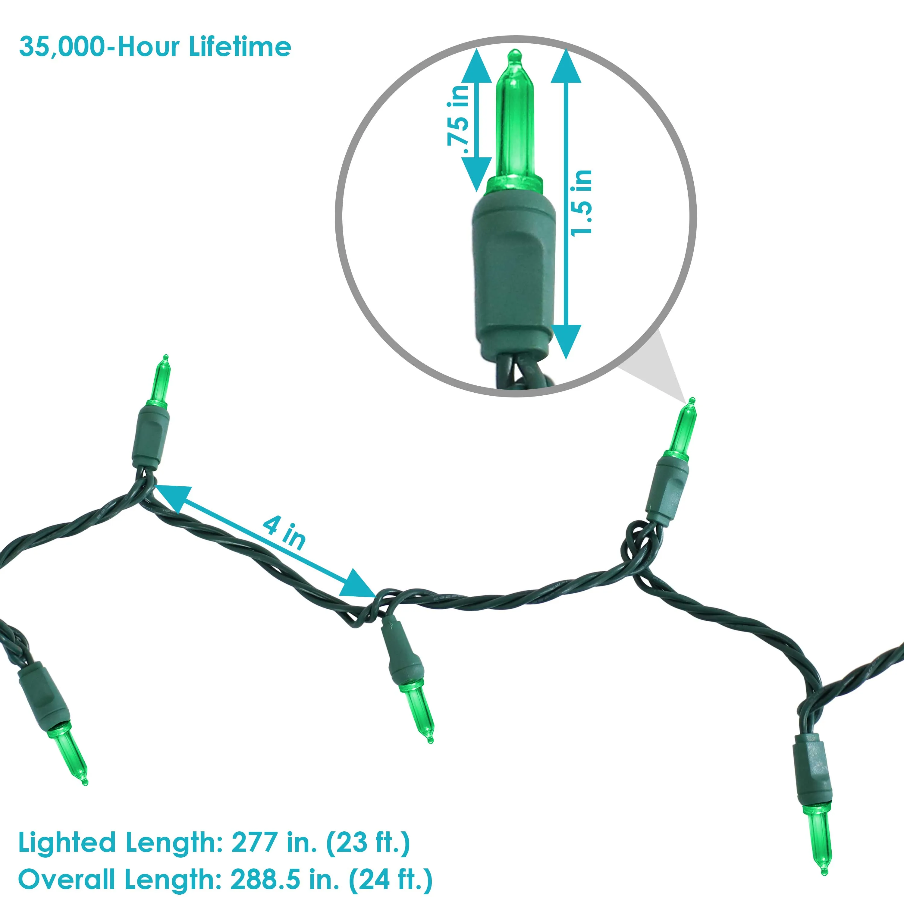 Sunnydaze 70-Count M6 Smooth LED Christmas Tree String Lights