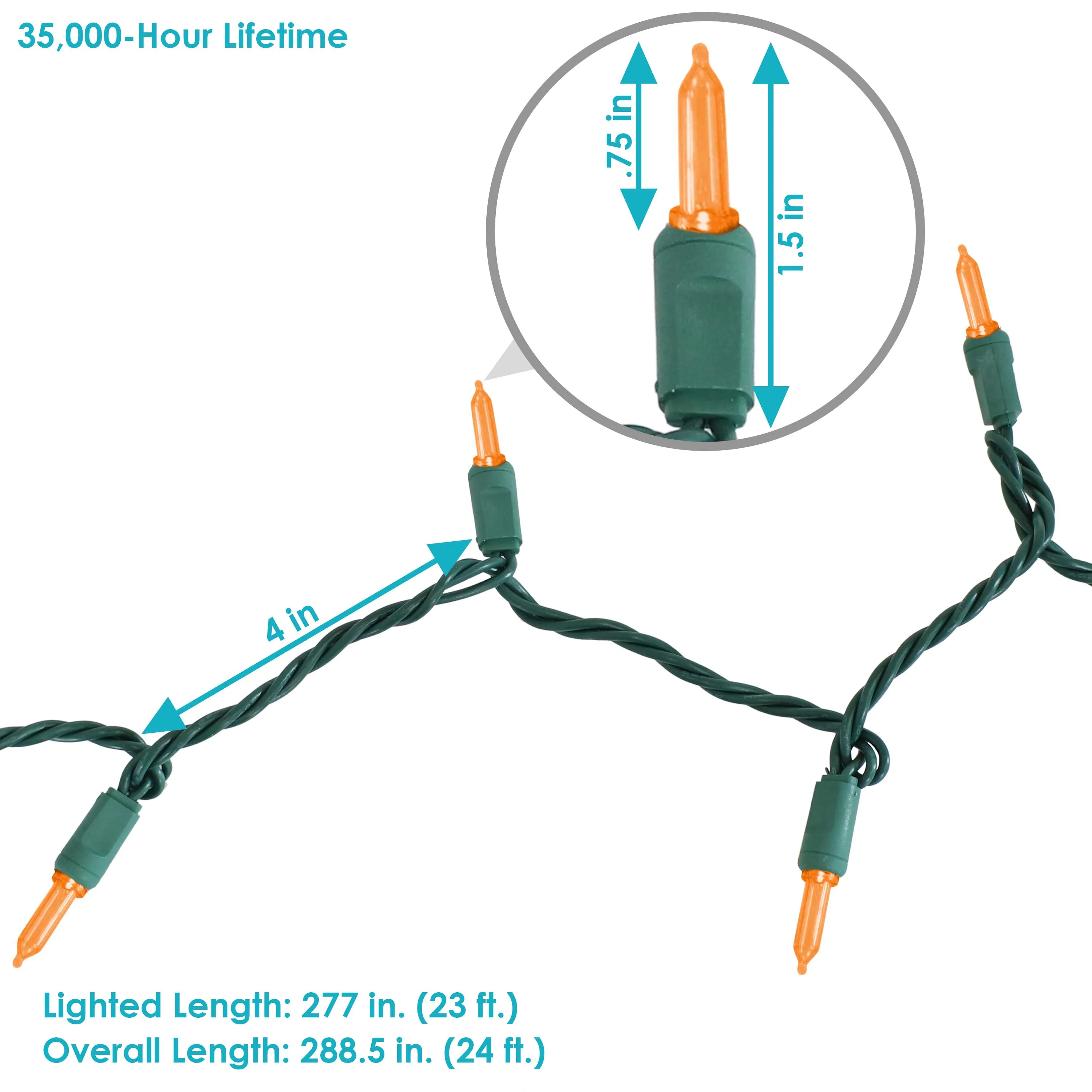 Sunnydaze 70-Count M6 Smooth LED Christmas Tree String Lights