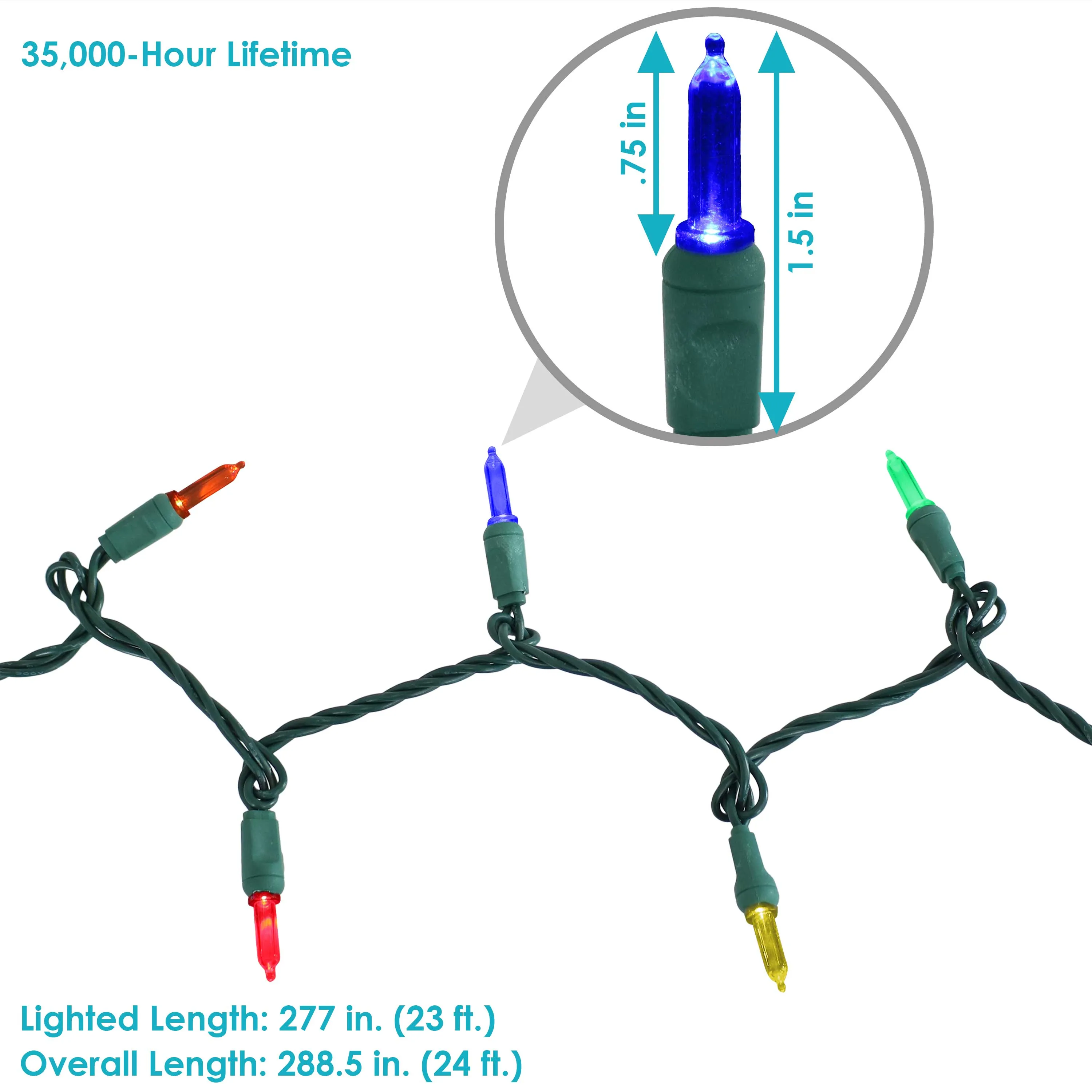 Sunnydaze 70-Count M6 Smooth LED Christmas Tree String Lights