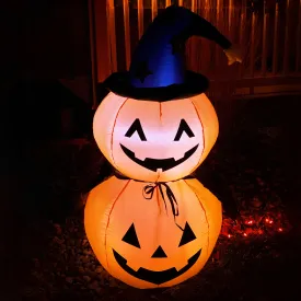 Sunnydaze Jack-O'-Lantern Witch Duo Inflatable Halloween Decoration - 4'