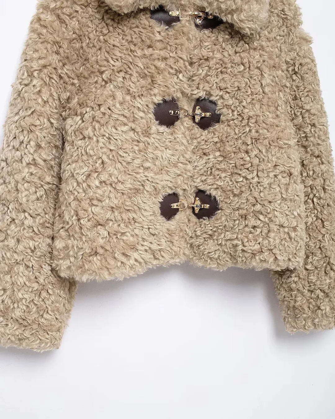 Teddy Carabiner Jas Dames  Zachte en warme shearling (shapenvacht) stof