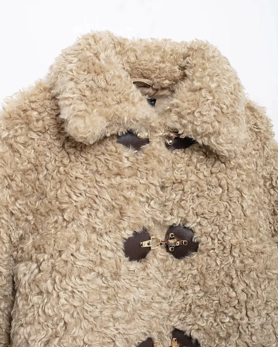 Teddy Carabiner Jas Dames  Zachte en warme shearling (shapenvacht) stof