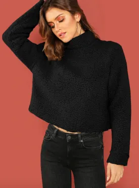 Teddy Crop Sweater • Black