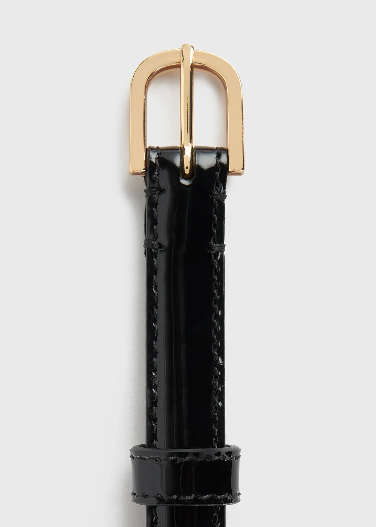 Thin patent belt black