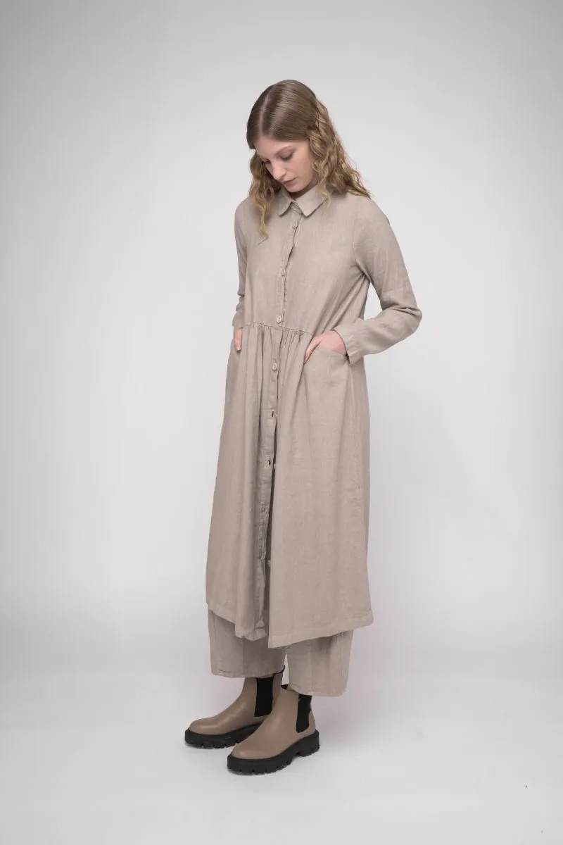 Tiered Waist Cotton Linen Dress