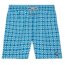 Tom & Teddy Mediterranean Tiles Mens Swim Shorts MEDTW - Teal/ White