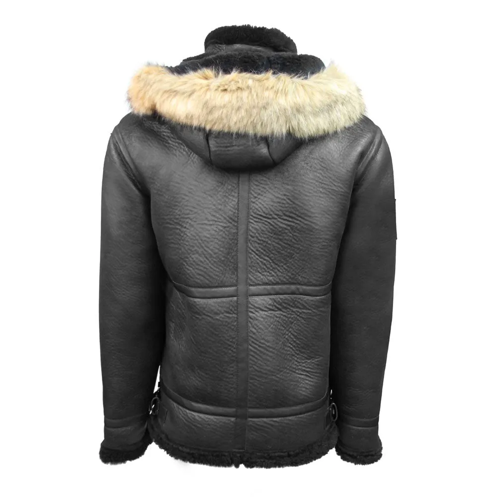 Top Gun Shearling Jacket Black Premium Wool Blend