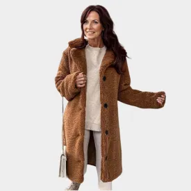 Trendy Womens Long Teddy Overcoat  Autumn Winter Single-Breasted Trench Coat - Multiple Colours