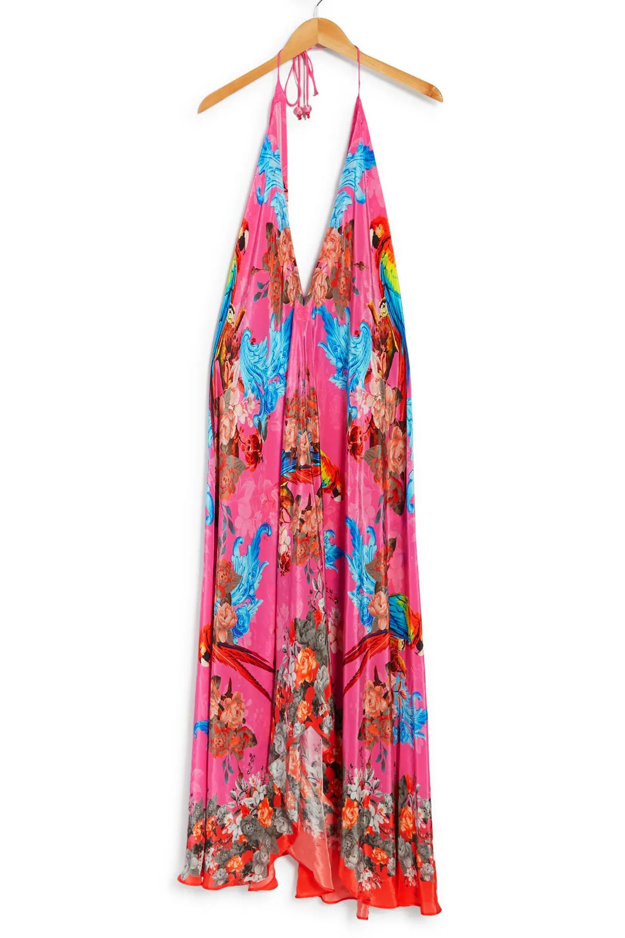 Tropical Bird Print Maxi Dress for Women
