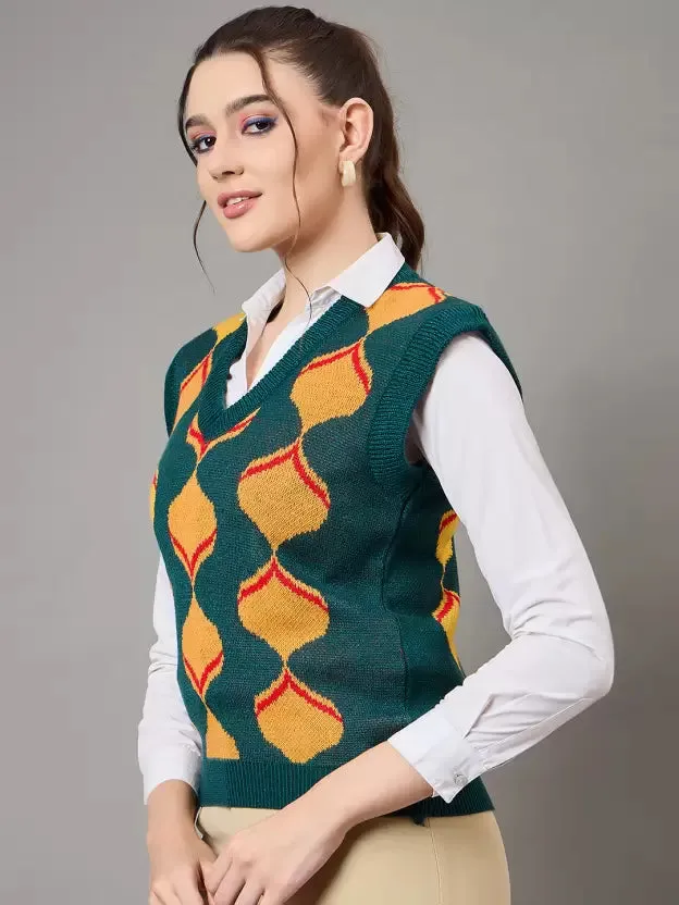 Warm and Stylish Wool Self-Design Sweater