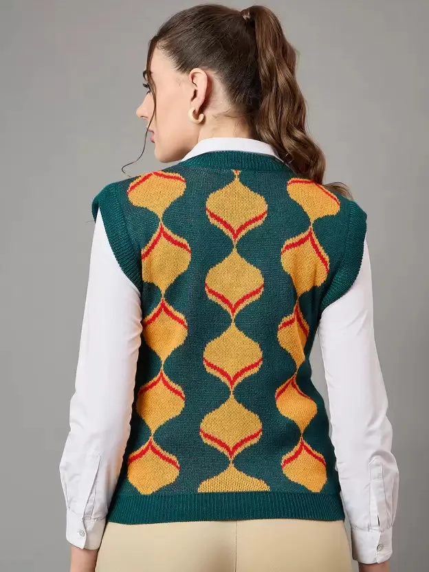 Warm and Stylish Wool Self-Design Sweater