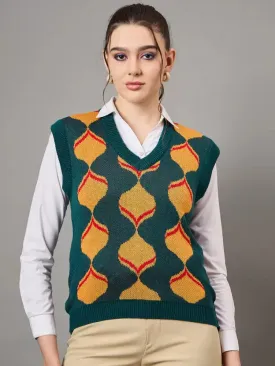 Warm and Stylish Wool Self-Design Sweater