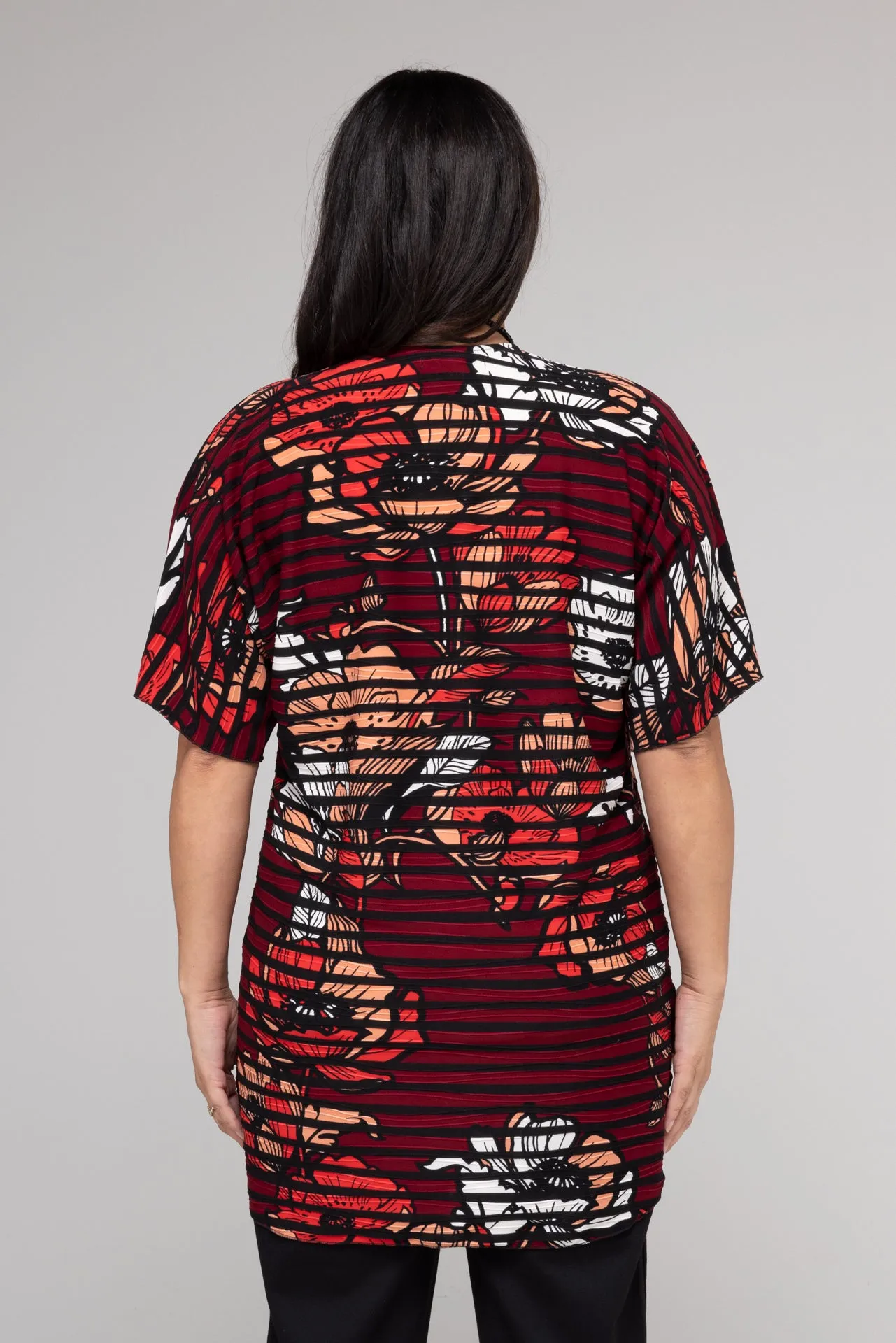 Windows Print Jersey Short Sleeve Kimono