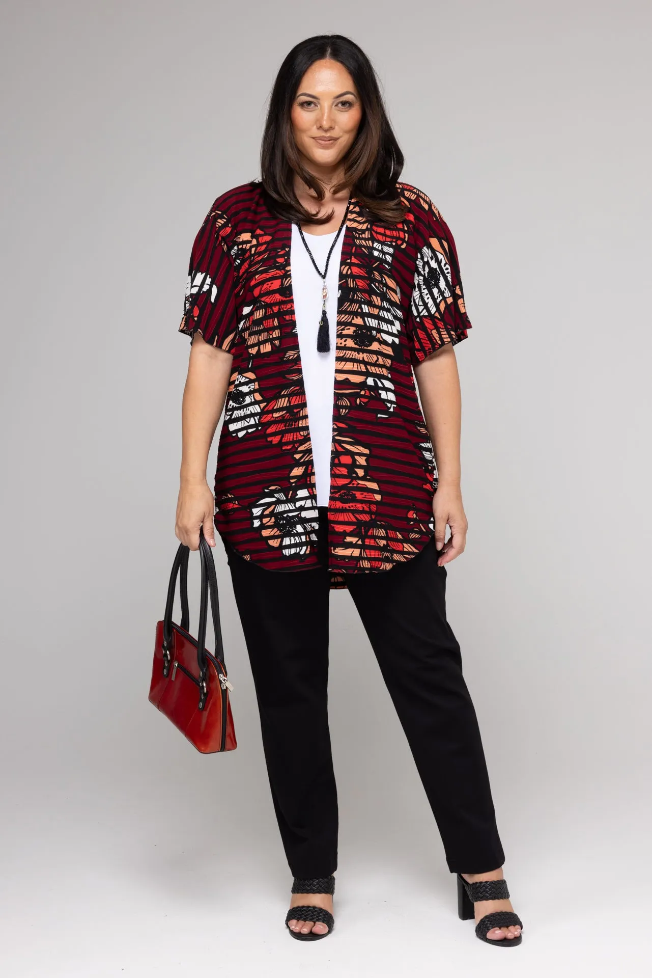 Windows Print Jersey Short Sleeve Kimono