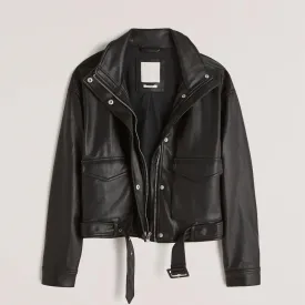 Women's Black RAF Sheepskin Shearling Aviator Bomber Motorbike Leather Jacket