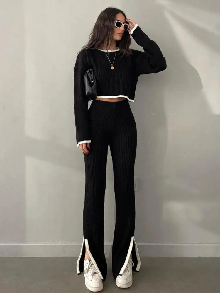 Women's Knitted Color Contrast Sweater