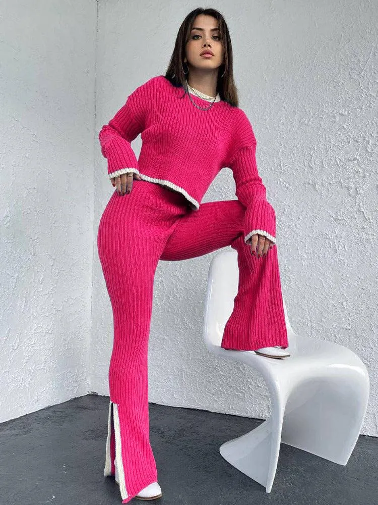 Women's Knitted Color Contrast Sweater