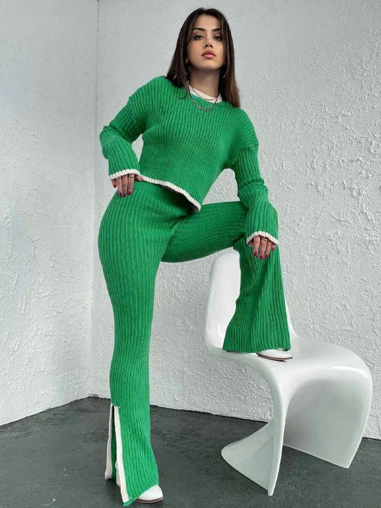 Women's Knitted Color Contrast Sweater