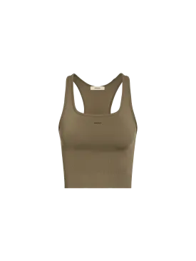 Women's Plant-Stretch Compressive Ribbed Tank Top—soil brown