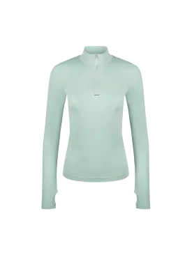 Women's Plant-Stretch Zipped Long Sleeve Top—Eucalyptus Blue