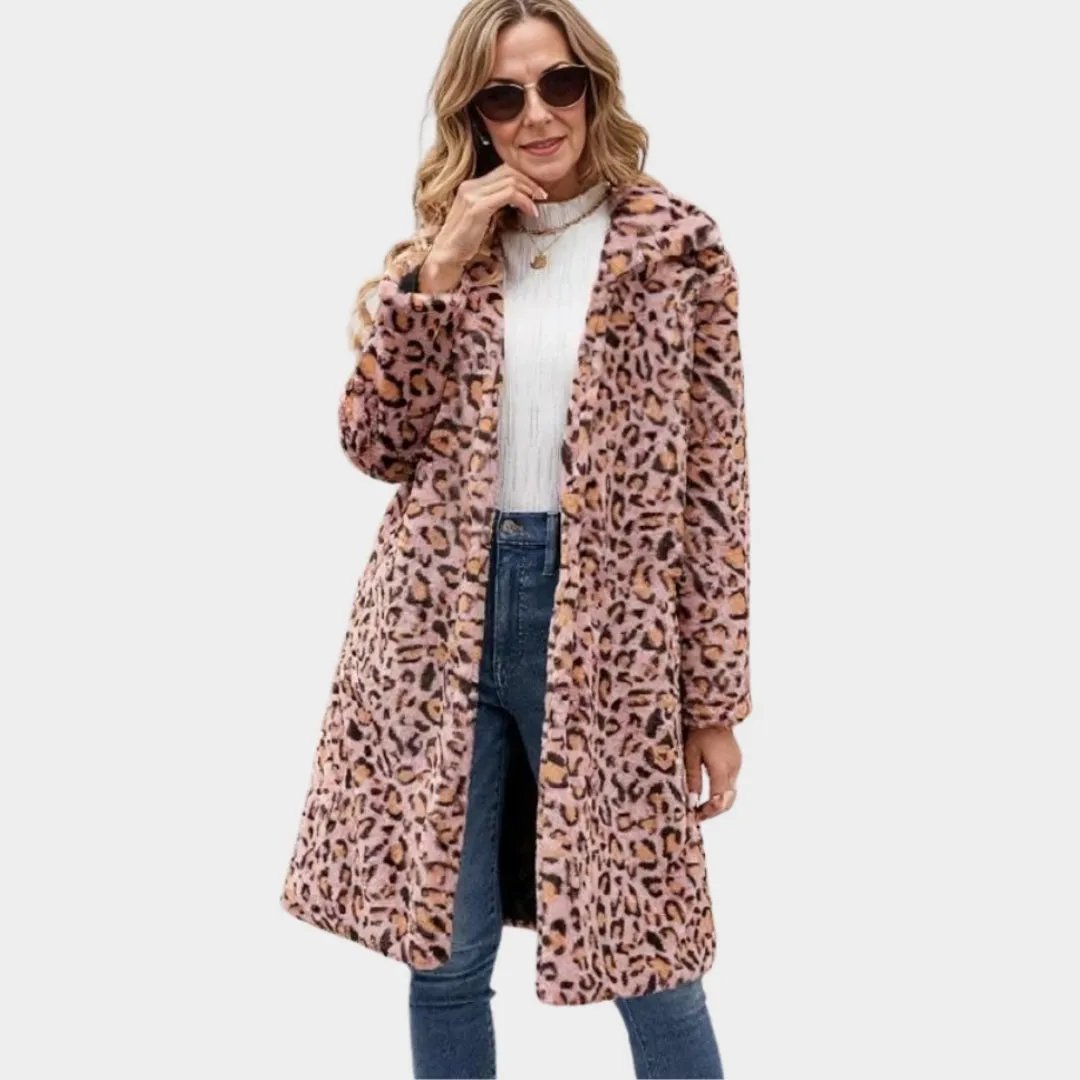 Womens Winter Faux Fox Fur Long Coat  Thick Fluffy Windbreaker Jacket in Pink, Yellow, Green, and Purple